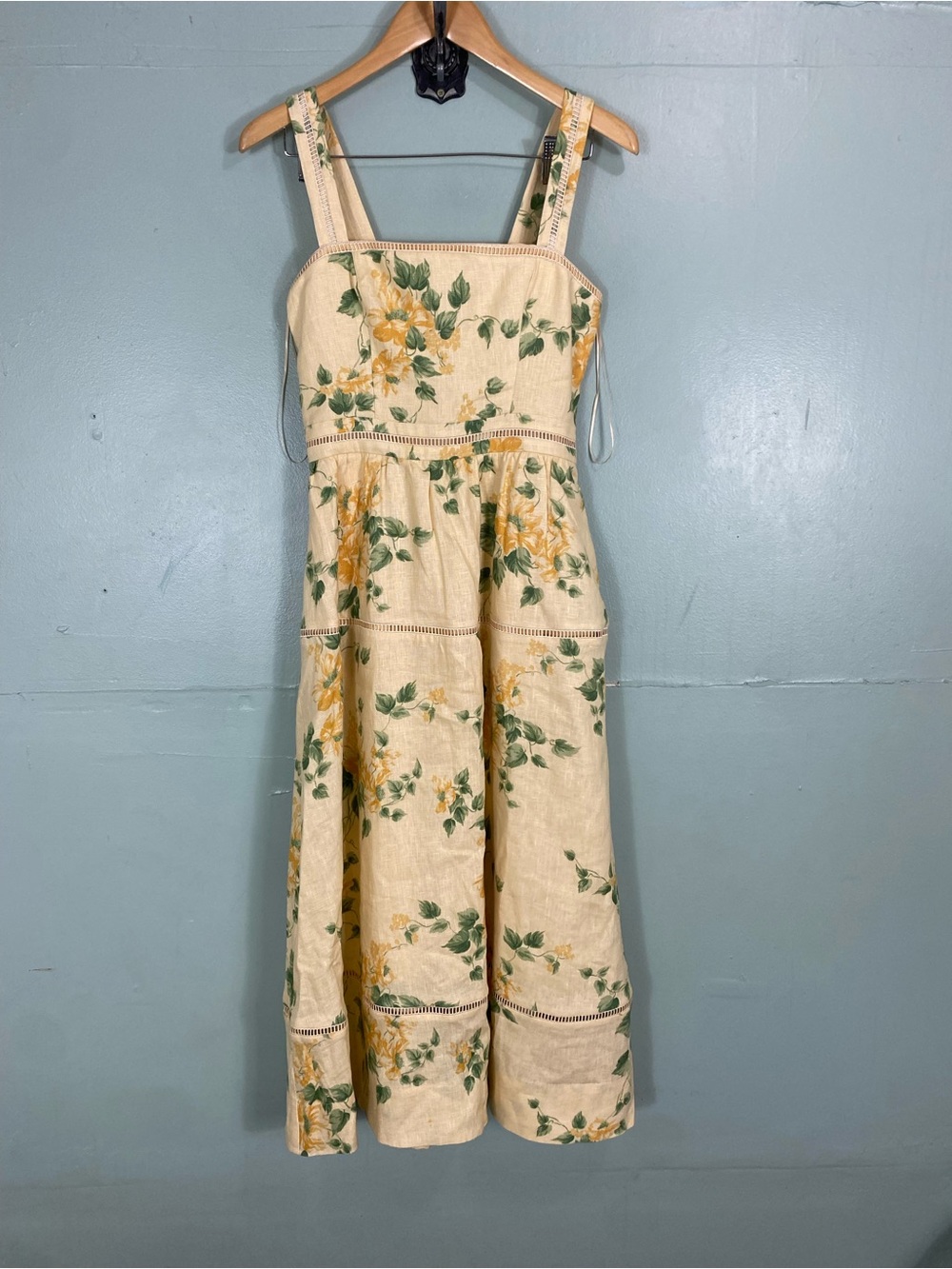 Reformation Everett Linen Floral Dress Yellow Size 6 - Picture 2 of 8